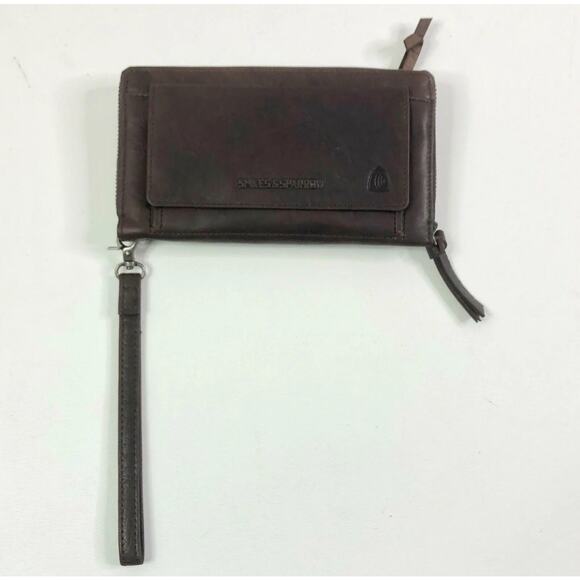 Spikes & Sparrow Wristlet Zip Wallet Dark Brown Leather Aspen RFID Protected - Picture 13 of 13